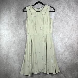 Alexandra Grecco Dress Womens 6 Green‎ Silk Butterfly Print Fit & Flare fairy